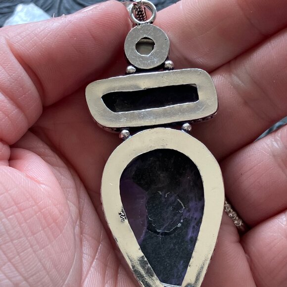 Pearl and Charoite Crystal Stone Jewelry Pendant - Picture 6 of 8